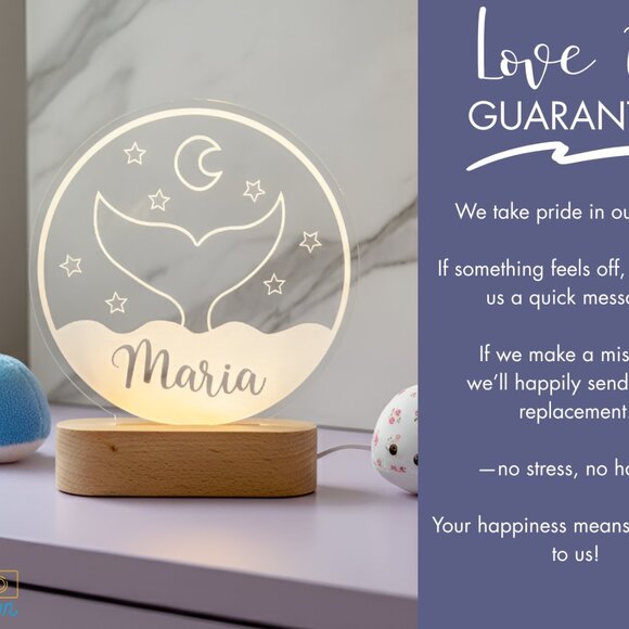 Whale Custom Name Light | Minimalist Personalized LED Bedroom Decor for Kids - Picture 6 of 8
